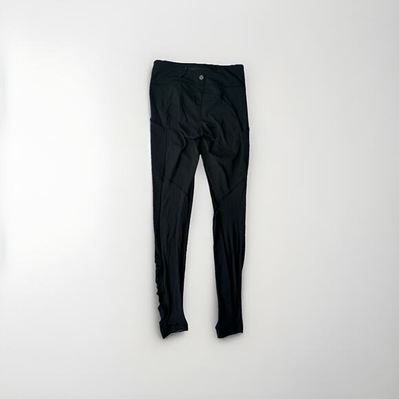 Lululemon Speed Tight Leggings Black Size 4 Ruffle Hem Compression Running Yoga - Picture 1 of 10